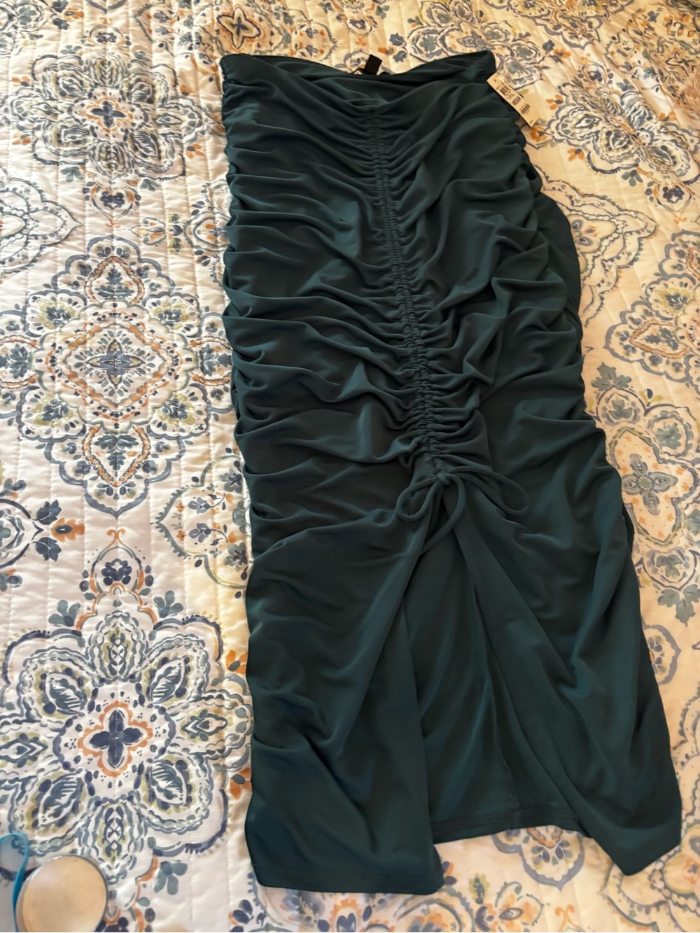 INC International Concepts Ruched Pencil Skirt in Deep Teal